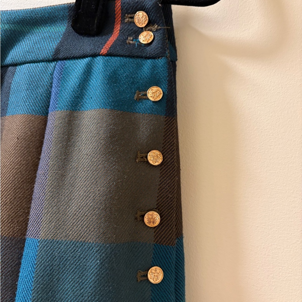 Tommy Hilfiger Teal and Brown‎ Plaid Pleated Mini Skirt - Picture 3 of 8